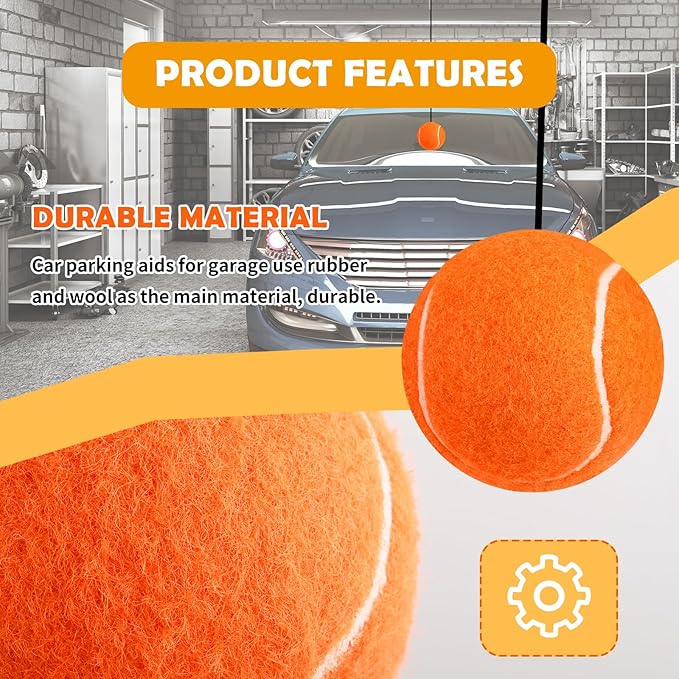 2PCS Garage Parking Aid,Height Adjustable Garage Parking Sensor for Guided Garages Parkings,Fashion Tennis Garages Car Stop Indicator for Avoiding Collisions Cars Accessories (Orange/2PCS)