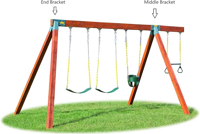 Eastern Jungle Gym Easy 1-2-3 A-Frame Swing Set Bracket Heavy Duty for EZ, Simple Install - DIY Swing Set Parts Green