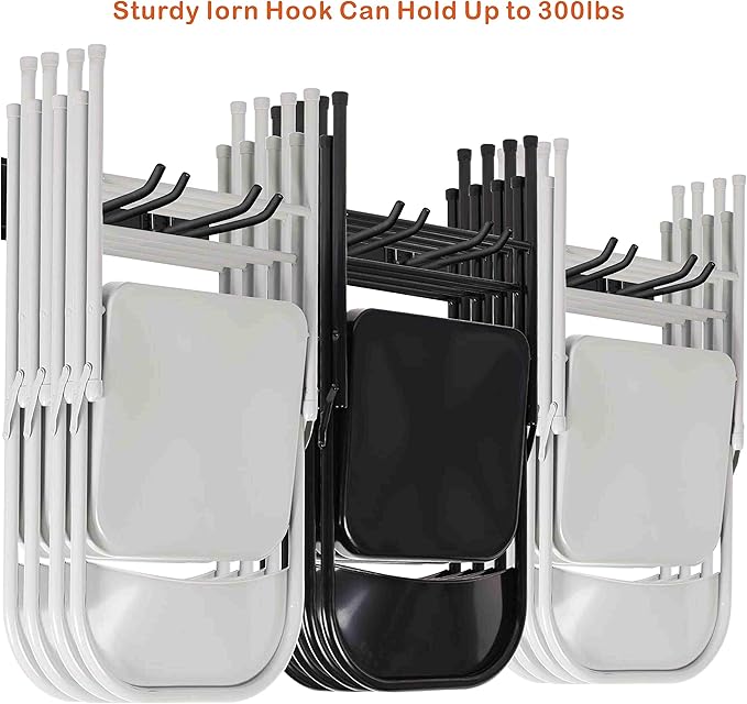 Garage Tool Storage Organizers Wall Mounted with 6 Removable Hooks and 3 Board, Super Heavy Duty Powder Coated Steel Garden Tool Hanger Rack for Chair, Broom, Mop, Rake Shovel & Tools