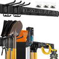 Garage Tool Organizer Wall Mount, 48-Inch Multi-Functional Garage Hooks Heavy Duty with Sliding Track, Black Coating, Non-Slip Pads, and Rubber Protectors for Garage Organization and Garage Storage