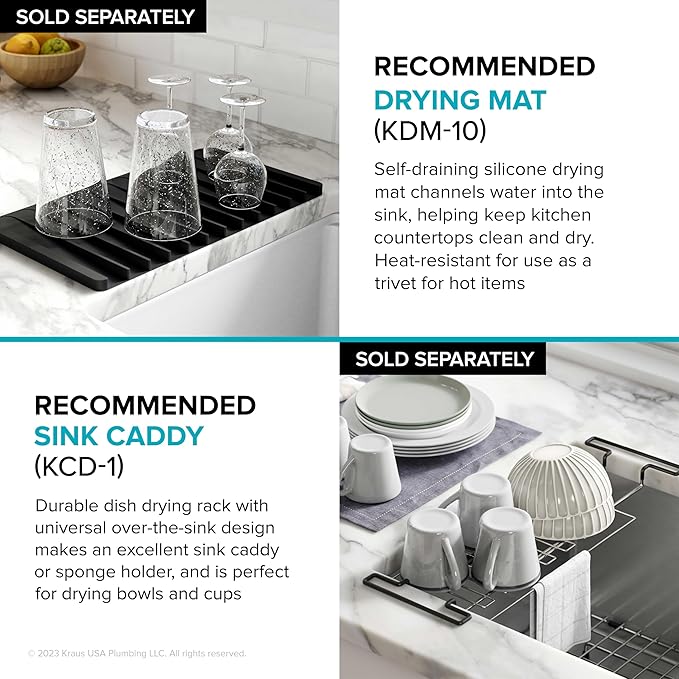 KRAUS Kore 27-Inch Undermount Workstation 16 Gauge Single Bowl Stainless Steel Kitchen Sink with Accessories, KWU110-27