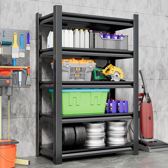 Garage Shelving Unit Rustproof 72" H3000bls Heavy Duty Storage Shelves Easy Assembly 5 Tier Adjustable Metal Steel Utility Shelf Rack Garage Storage Organize for Tools,Basement,Warehouse