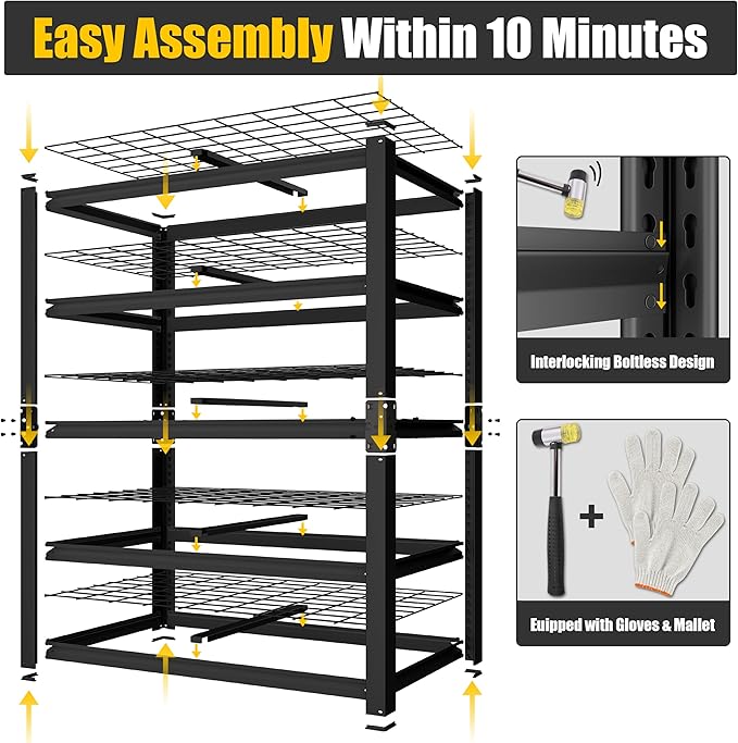 PrimeZone Heavy Duty Garage Shelving 5 Tier Heavy Duty Storage Shelves Adjustable Industrial Metal Wire Shelf Unit for Garage,Basement,Pantry,Warehouse,Commercial,36" W X 16" D X 72" H