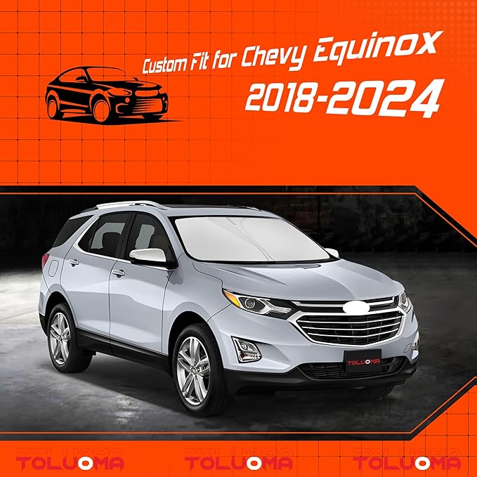 Custom Fit Windshield Sun Shade for Chevy Equinox 2018-2024 - Full Coverage, 210T Reflective Fabric, Double-Layer Design - Blocks 99% UV Rays, Keeps Car Cool, Easy to Install and Store