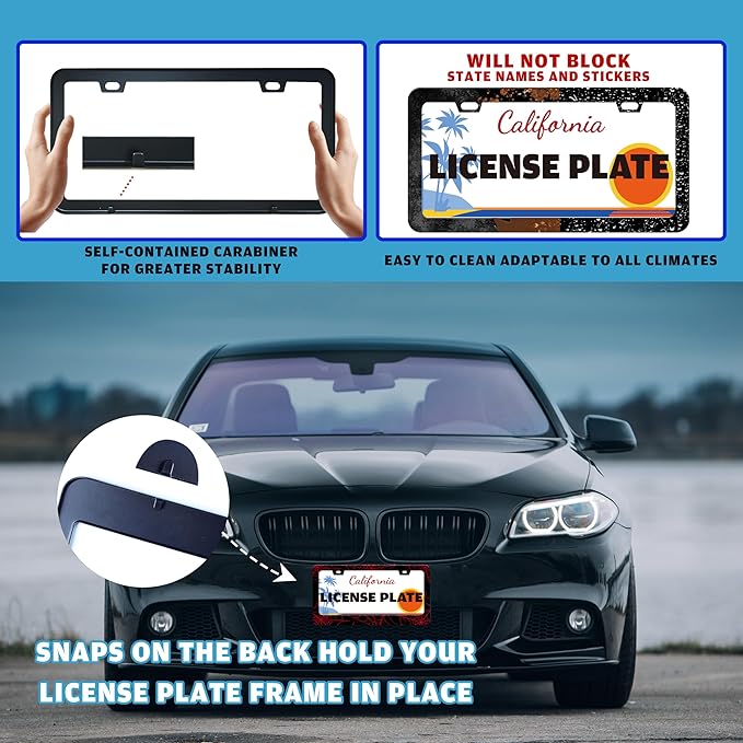 Red Spider Web License Plate Frame Funny Cobweb Stainless Steel License Plate Holder for Front or Rear Car Tags for Car Decoration Accessories with Screws 6.3 X 12.2 in for Women Men