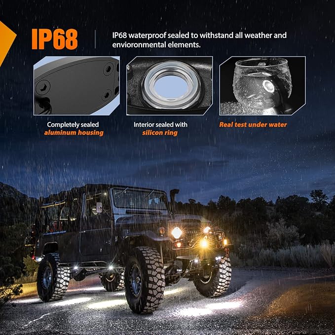 Nilight LED Rock Light 6PCS White Light Pods Waterproof Under Body Wheel Well Light Exterior Interior Lights for Car Truck Pickups ATV UTV SUV Motorcycle Boat, 2 Years Warranty