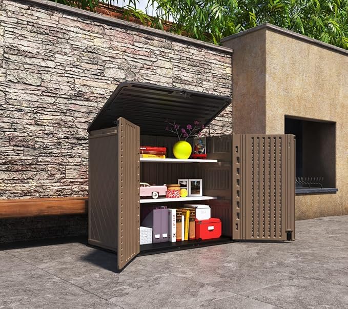 Sheds & Outdoor Storage, Storage Sheds Outdoor with Floor, Outdoor Storage Cabinet Waterproof for Garage Storage, Pool Storage, Bike Shed, Garden Shed (34&66 Cu.ft-Shelf)