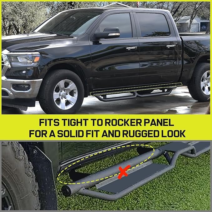 BINARY STAR Running Boards Compatible with Vehicle 2022-2025 Toyota Tundra CrewMax Cab. 6 Inch Tundra Step Bars Carbon Steel Nerf Bars, Bed Access Side Steps Step Rails.