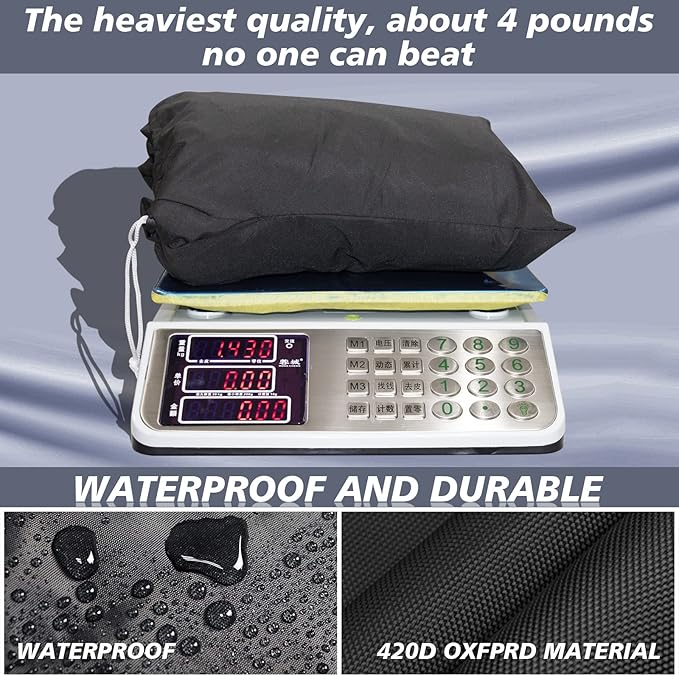 Motorcycle Cover,Waterproof Zipper Outdoor Cover for All Seasons Windproof, High Heat Resistance Dustproof and Rainproof Snowproof(Red Zipper L Fits Up to 91 inch)