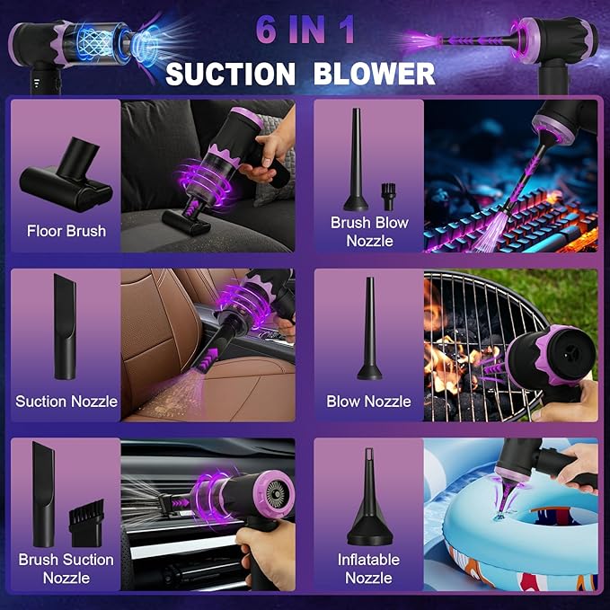 9-In-1 US-Designed Car Vacuum Portable Cordless【Powerful Brushless Motor | 28,000 Pa Suction】【5.0 Graphene Battery | Lasting Endurance】Handheld Vacuum Cordless Car for Home, Office, and Pet Hair