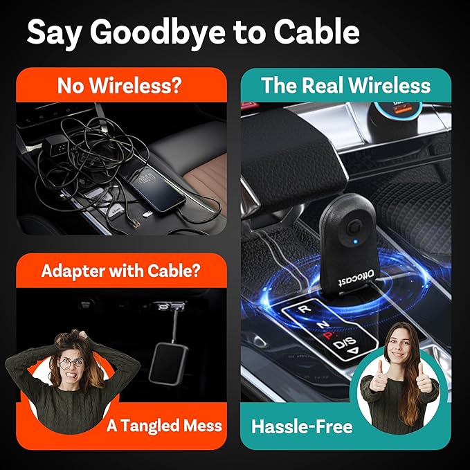 OTTOCAST Mini Dongle Wireless CarPlay Adapter for iPhone & Android Auto Adapter 2-in-1 Convert Wired to Wireless Apple Car Play, Plug & Play, USB-C, Low Latency (2016+ Cars, iOS 10+/Android 11+)