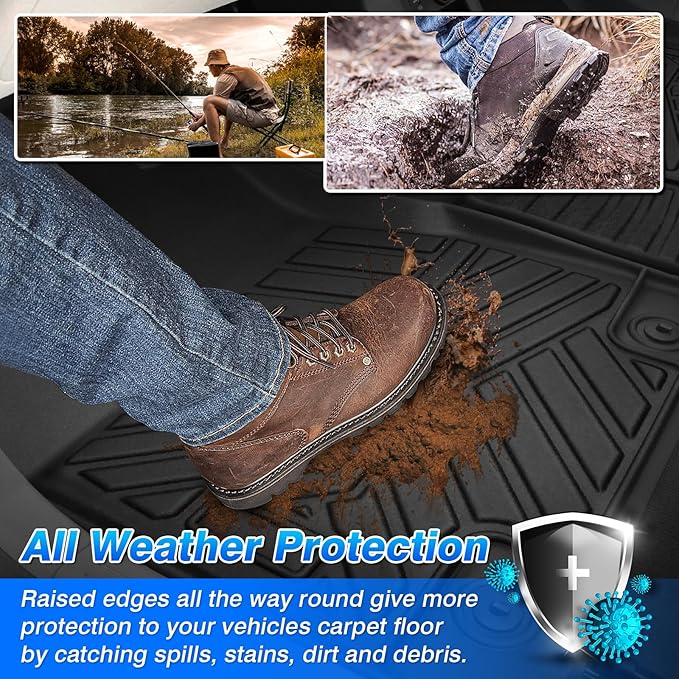 Cartist Floor Mats Fit for 2017-2024 2025 Ford F-250/F-350/F450 Super Duty Crew Cab w/Under Seat Storage Accessories All Weather Floor Mat Heavy Duty TPE Odorless Carpet Protection