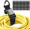 12 Pack 17 Inch Adjustable Extension Cord Holder Organizer with Triangle Clips Heavy Duty Storage Straps Extension Cord Hanger for Men Workshop and Garage Organization and Storage (Black)