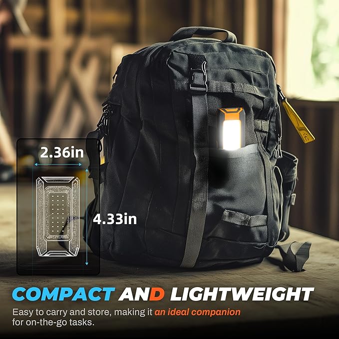 2-Pack LED Rechargeable Magnetic Work Light 40W 1500 Lumens, Hanging Hook with 3 Modes, LED Work Light for Car Repair, Camping, and Hurricane Use