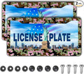 License Plate Protector Multicolor License Plate Frames Pink Camouflage Camo Aluminum Metal Car Accessory 2 Pack with Screw Covers Set