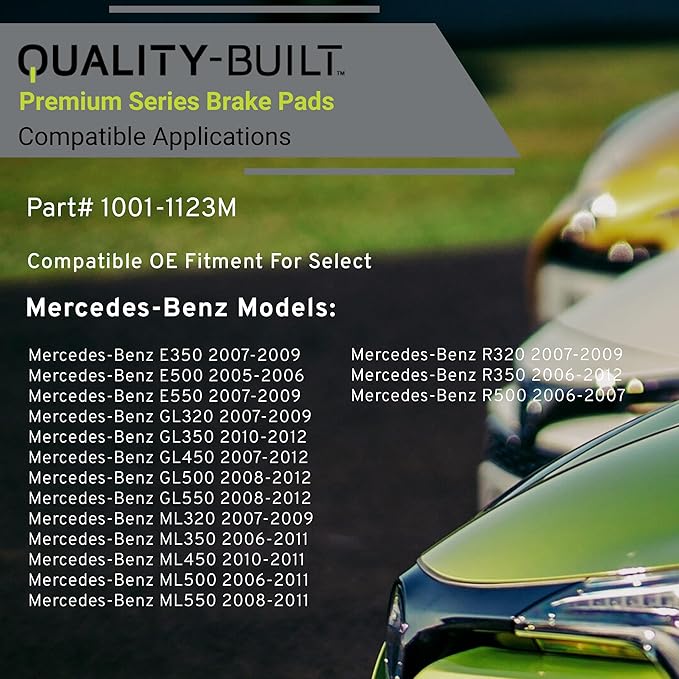 Premium Semi-Metallic Front Brake Pads (1001-1123M) Compatible with 2005-2012 Mercedes-Benz (E350/E500/E550/GL320/GL350/GL450/GL500/GL550/ML320/ML350/ML450/ML500/ML550/R320/R350/R500)