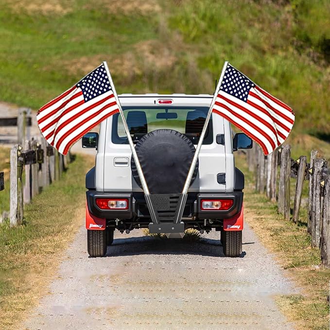 Heavy Duty Dual Hitch Flag Pole Holder for Fits 2" Trailer Receiver, Truck Hitch Flag Pole, Universal Flag Pole Mount Compatible with Car, Truck, SUV, Pickup, Camper & Trailer