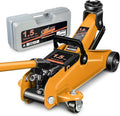 DNA MOTORING Low Profile Hydraulic Trolley Service/Floor Jack, 1.5 Ton (3000 lbs) Capacity, Lifting Range 5.3"-12", Orange, TOOLS-00326-OG