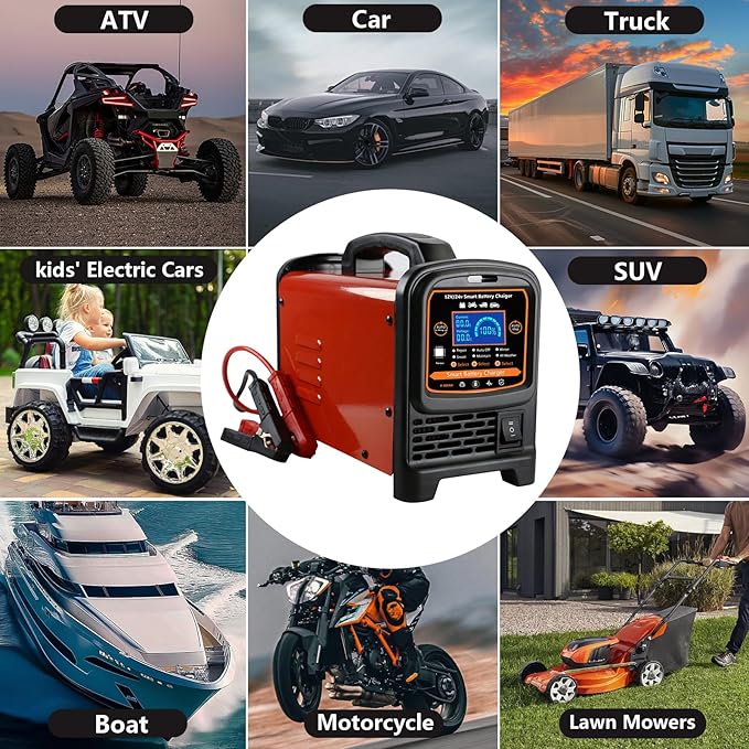 12V 24 Volt Car Battery Charger Heavy Duty, 0-15A Smart Automatic Battery Maintainer, High/Low Power Trickle Charger and Desulfator with Auto Shutoff, Repair, Winter Mode, for Car Truck Boat RV