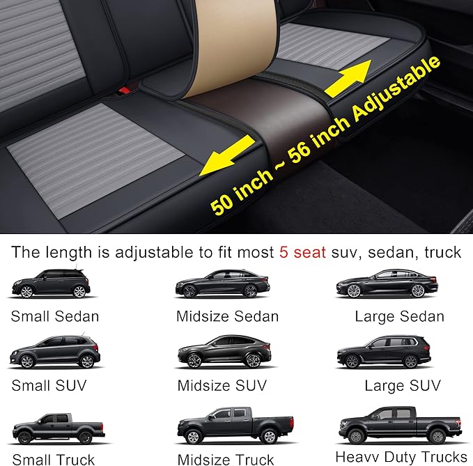 LINGVIDO Car Seat Covers, Breathable and Waterproof Faux Leather Automotive Seat Covers for Cars SUV Truck Sedan,Universal Anti-Slip Driver Seat Cover with Backrest (Full Seat, Gray+Black)