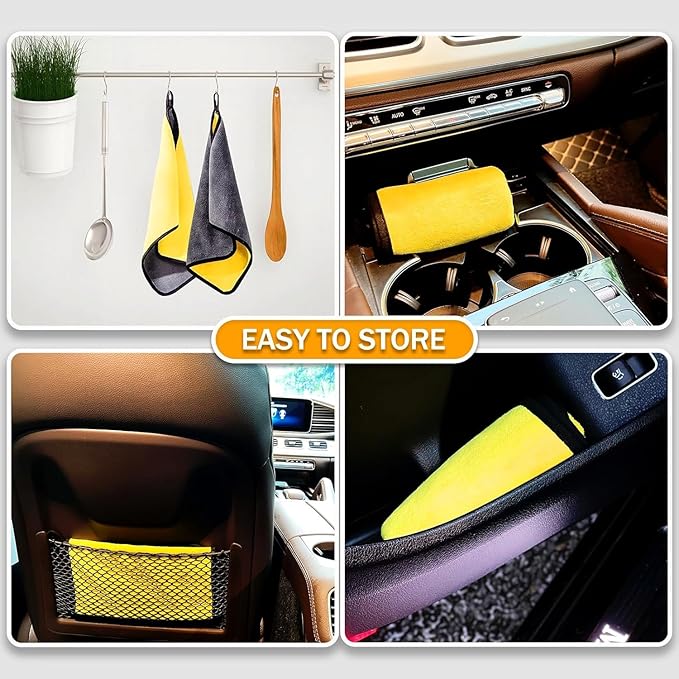 Microfiber Towels for Cars 6 Pack, Car Drying Towels for Wash, Cleaning, Soft and Absorbent Multipurpose Microfiber Cleaning Cloth for Car, Glass, Home, Household, 24" x 12"
