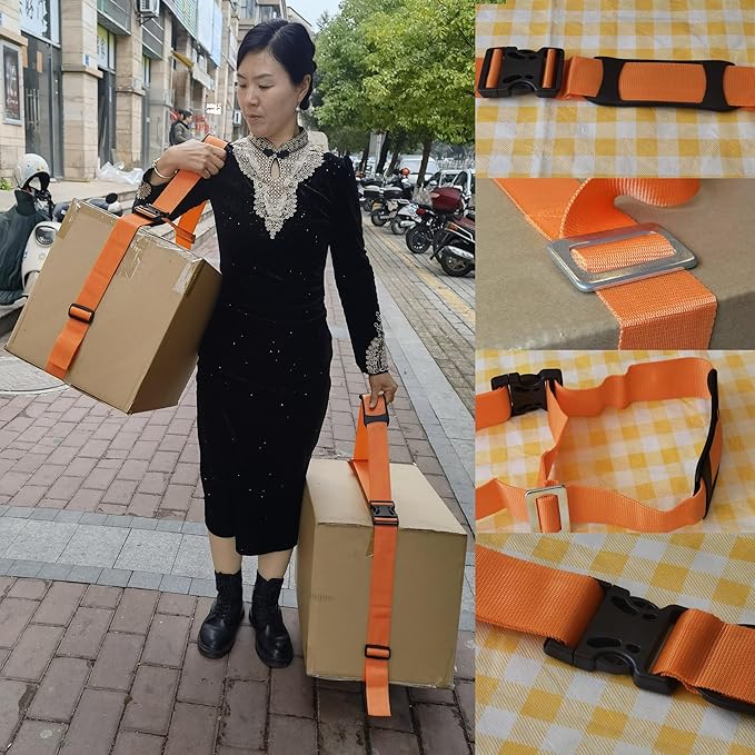 1-2 Person Lifting and Moving Straps Lift,Move and Carry Boxes, Appliances, Furniture - Ideal for Home, Factory, Outdoor Use,or Any Item up to 600 lbs. Safely and Easily Like a Pro, Orange