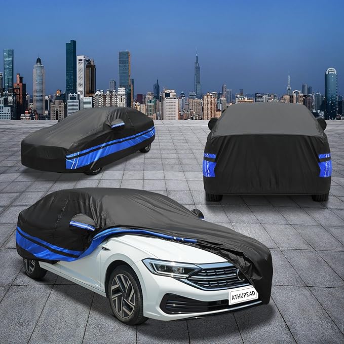 10-Layer Car Cover Waterproof All Weather for Automobiles, Universal Fit for Hyundai Accent, Mercedes C-Class, Toyota Corolla, Porsche 911/718, Sedan 168"-178" L, Size A3 (See Size Chart)