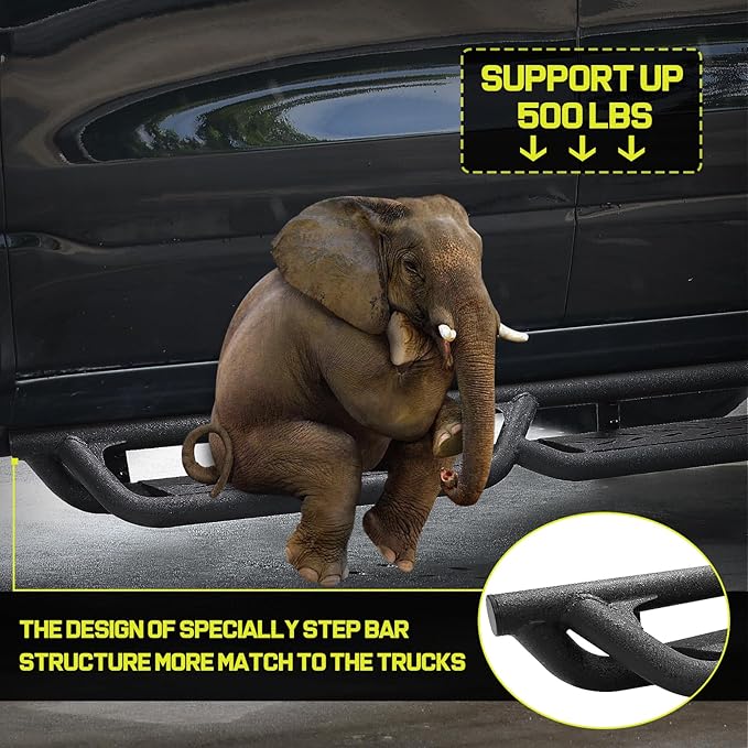 BINARY STAR Running Boards Compatible with Vehicle 2022-2025 Toyota Tundra CrewMax Cab. 6 Inch Tundra Step Bars Carbon Steel Nerf Bars, Bed Access Side Steps Step Rails.