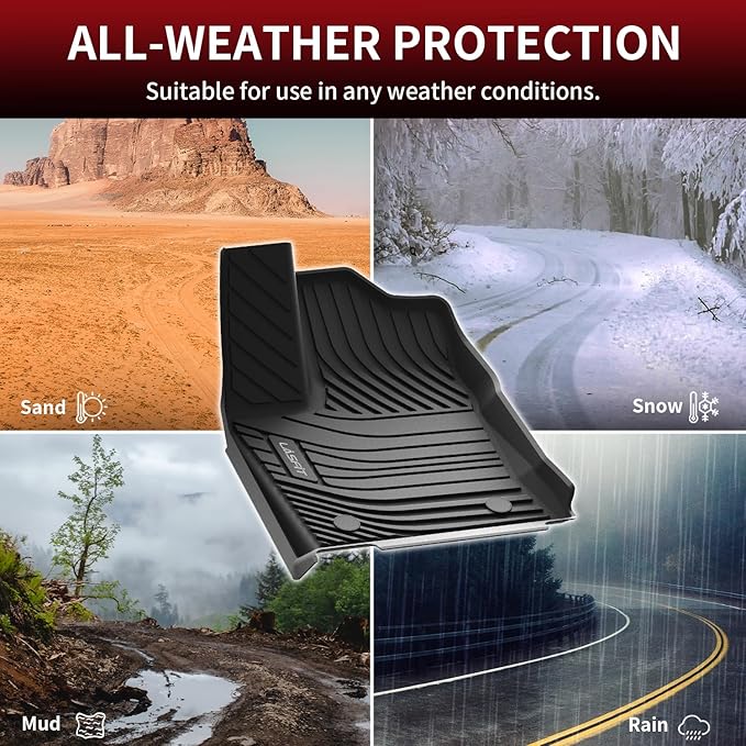 LASFIT Floor Mats for Toyota Tundra 2022-2024 2025 CrewMax Cab, All Weather Custom Fit TPE Floor Liners for Tundra SR/SR5/TRD PRO/Limited/Platinum/Castone Front&Rear 2 Row Car Mats, Black