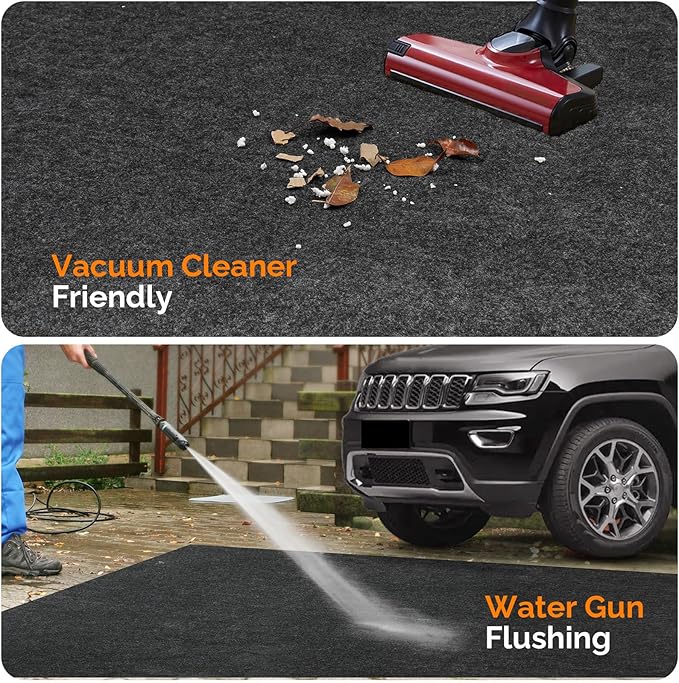 TUFFIOM 17' x 7'4" Oil Spill Mat with Tape,Garage Floor Mat for Under Car,Oil Absorbent Mat for Garage Waterproof,Oil Drip Change Parking Mat for Driveway,Reusable,Washable