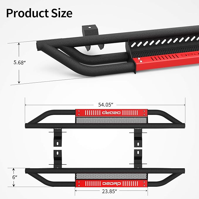 OEDRO 6 inch Running Boards, Drop Side Steps Compatible with 2018-2025 Jeep Wrangler JL 2 Door, All Steel Nerf Bar Paintable Step Plates