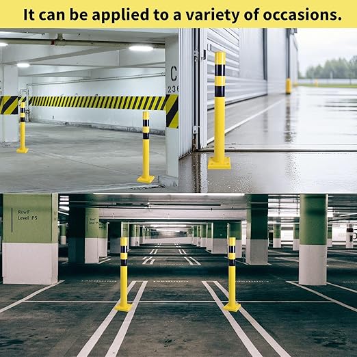 4 Pack 4" Diameter SpringBack Safety Bollard Post with 4 Anchor Bolts for Parking Garage, Warehouse, Driveway & Outdoor Use (42"H 4Pack)