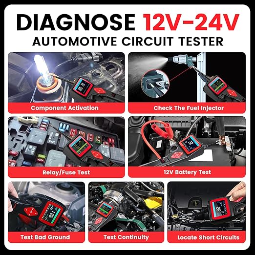 P200 Power Circuit Probe Kit - Automotive Circuit Tester with 2024 Online Update, 9~30V Voltage Range, Multimeter, Relay Test, Fuel Injector Tester, Activating Component, Oscilloscope Mode