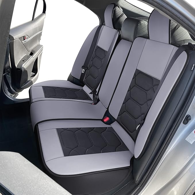 OASIS AUTO Custom Fit Seat Covers for 2012-2025 Toyota Camry, Waterproof Faux Leather Seat Protector Cushion Camry Car Accessories (Full Set, Gray)