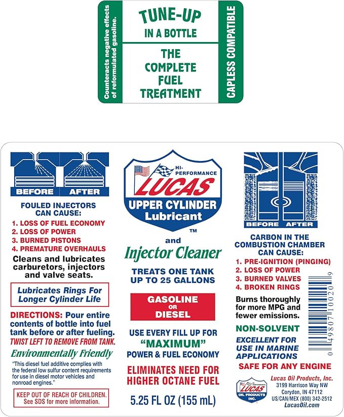 Lucas Oil LUC10020 Fuel Treatment - 5.25 Oz, multi-colored