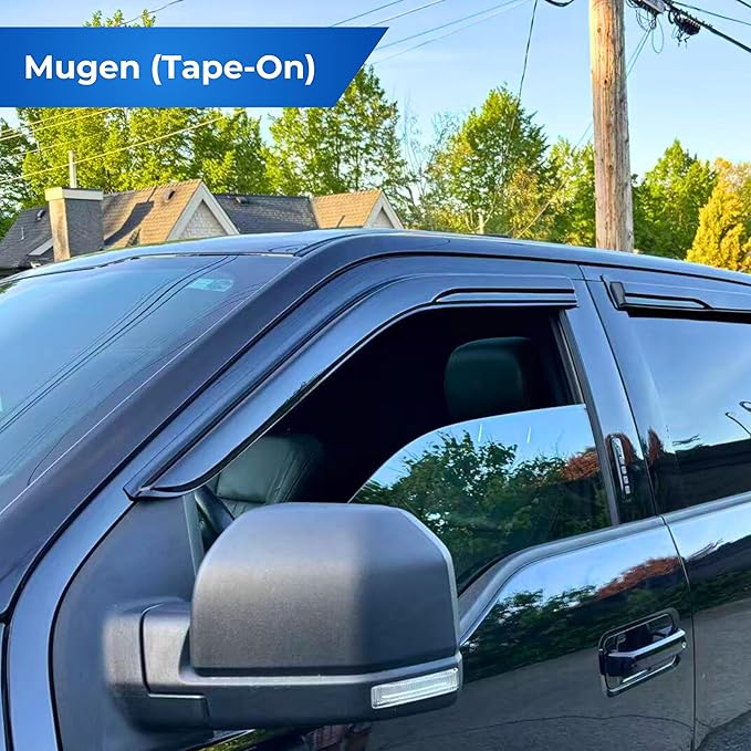 KPY Window Visor Compatible with Toyota RAV4 2013-2018, 4PC Rain Guard Side Window Vent Deflectors Tape-On Mugen Style, 2013 2014 2015 2016 2017 2018