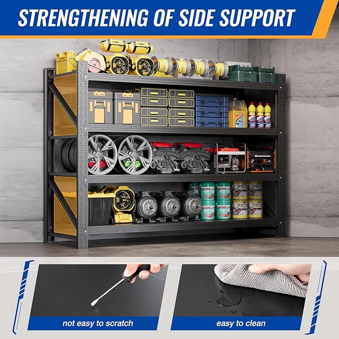 60" W Storage Shelves 5000lbs Garage Metal Shelving Heavy Duty Garage Shelves Adjustable Storage Shelves for Industrial, Factory, (60" W X 24" D X 70" H)