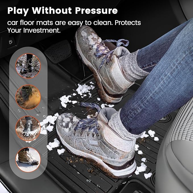 KMF Custom Fit Floor Mats for KIA K4 2025 Accessories, K4 Car Mat All Weather TPE Waterproof Car Floor Liners - Front & Rear 2 Row, LX, LXS, EX, and GT-line Turbo Anti-Slip Deep Grooves Car Mats