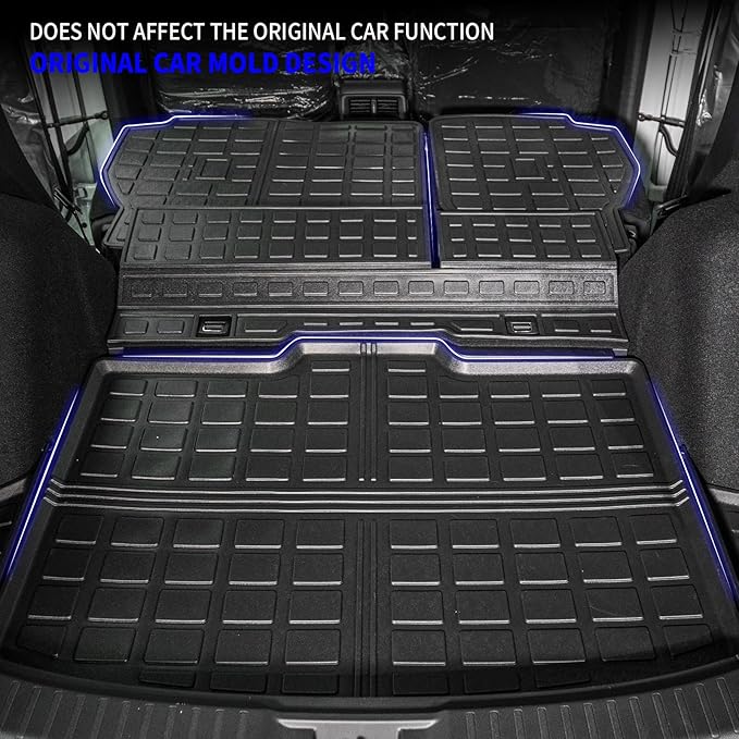 Rongtaod Cargo Mat Compatible with 2023 2024 2025 2026 Honda CRV Trunk Mat Cargo Liner TPE All Weather Back Seat Cover Protector CR-V Accessories (Fit Lower Deck,Backrest Mats+Trunk Mat)