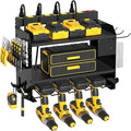 Heavy Duty Wall-Mounted Tool Organizer&Power Charging Station,Modular Garage Storage System with Cordless Drill Holder, Battery Racks,Shelves,Workshop Organizers with Electric Cord Management