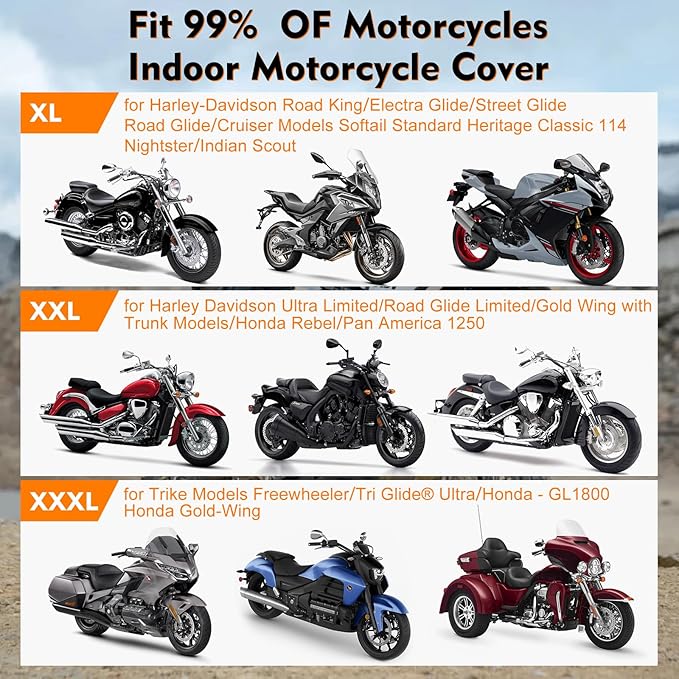 Indoor Motorcycle Cover, Soft Stretch Elastic Dustproof Protection Windproof Cover for Bike, Black and Red Stitching Motorcycle Cover for 104 x 41 x 49 in