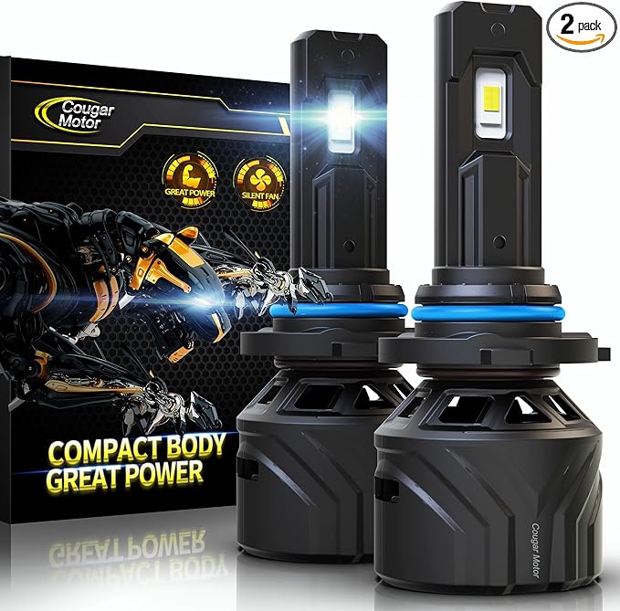 Cougar Motor 9006 Bulbs, HB4 Fog Lights 6500K White Non-Polarity 9006 Fog Bulb or Off-Road Use Plug and Play - Pack of 2