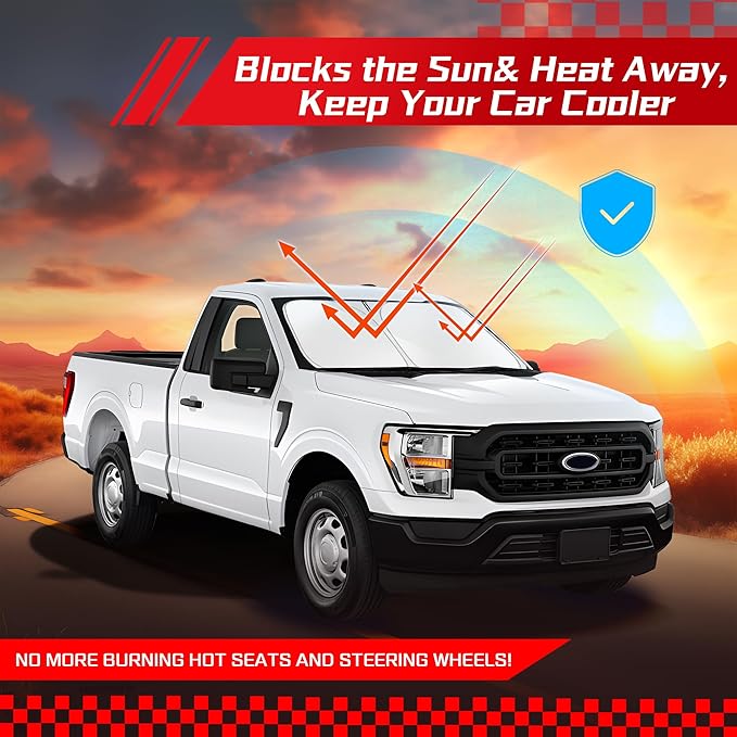ARISMOTOR Windshield Sun Shade for Ford F-150 F150 2021-2025, Custom Fit Foldable Front Window Sunshade Sun Visor Protector, Block UV Rays Keep Your Car Cooler