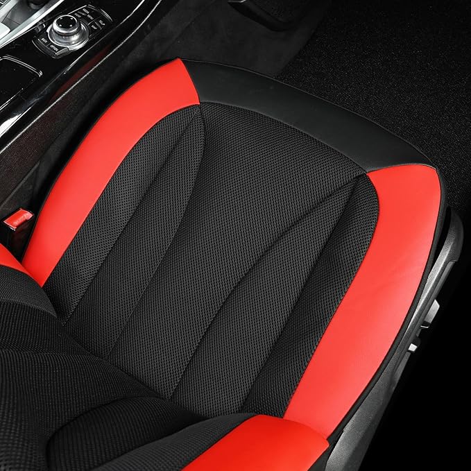 GIANT PANDA Front Seat Cover for Nissan, 3D Air Mesh Car Seat Covers Custom Fit Nissan Rogue Altima Sentra Versa Kicks Frontier Murano Pathfinder Maxima (Red 2-Pack)