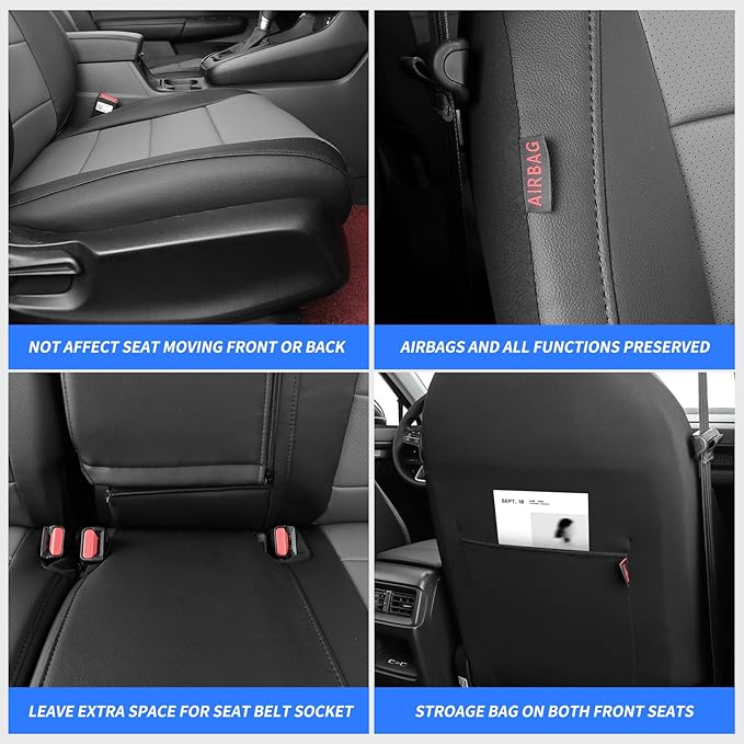 coverdream CRV Waterproof Leather Seat Covers Custom Fit for 2017-2022 Honda CRV LX,EX,SE,EX-L,Touring,Hybrid,Full Coverage,Airbag Compatible,Car Seat Protector(Full Set,Black&Brown)