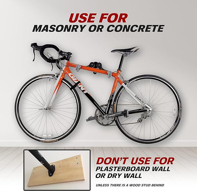 Ibera Bike Wall Mount - Secure Bike Storage up to 18kg with Adjustable Frame Holder & Soft Rubber Cradles - Garage Bike Rack for Road, MTB, Kids, Hybrid Bikes - Easy Installation & Space-Saving Design