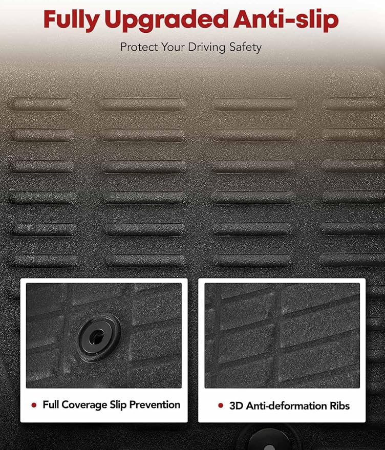 YHTAUTO Floor Mats Fit 2007-2017 Jeep Compass Patriot, 2007-2012 Dodge Caliber, TPE All Weather Car Mats Waterproof Anti-Slip Odorless Floor Liner, Interior Car Accessories Front & 2nd Row Liner