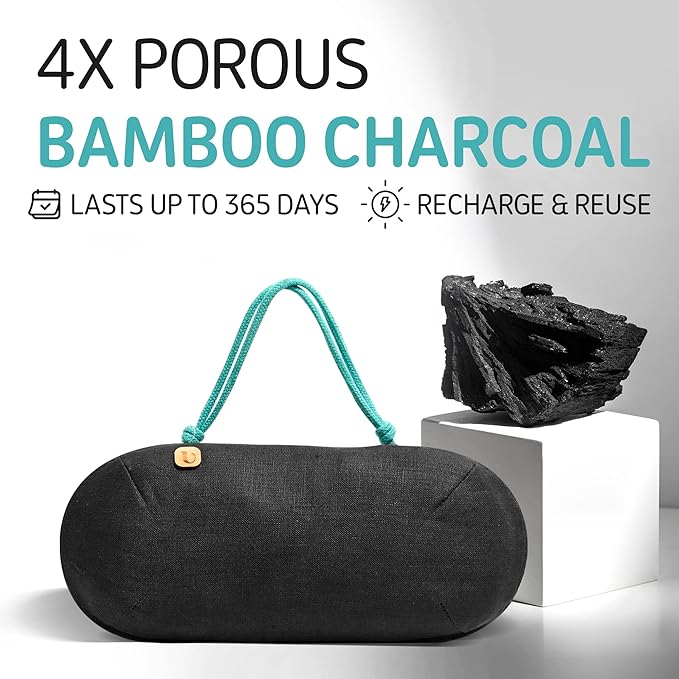 Car Air Freshener - Lasts 365+ Days No Chemicals 100% Activated Bamboo Charcoal Fragrance-Free Deodorizer, Natural Auto Odor Eliminator, Purifier, Neutralizer, Absorb Smoke Smell