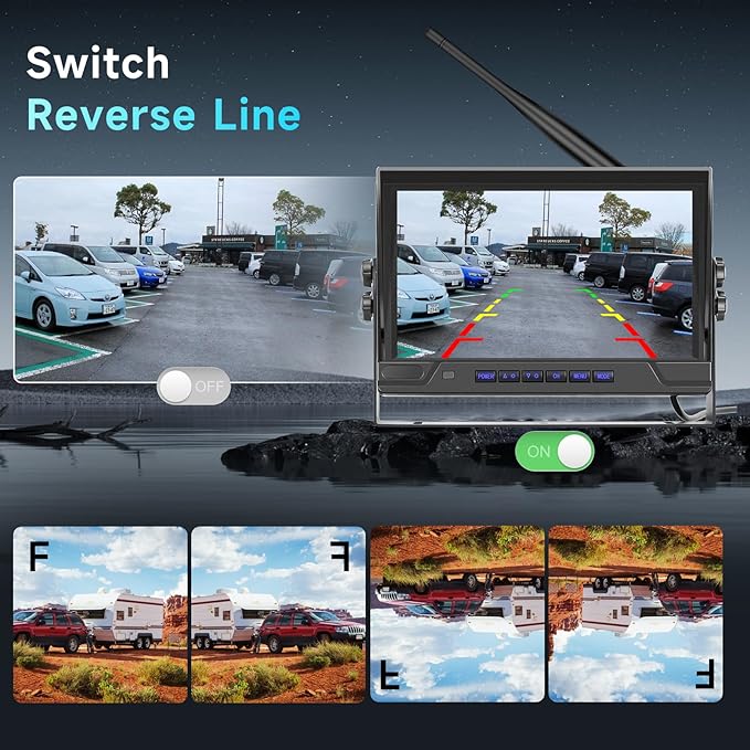 Hodozzy Wireless Backup Camera Digital System Kit, 9 Inch Dual Split Screen Monitor with Blind Spot Warning, IP 68 Waterproof 2 Backup Camera, Recording,Night Vision,Loop Record Trucks/RV/SUV