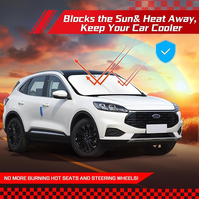 ARISMOTOR Windshield Sun Shade for Ford Escape 2020-2025, Custom Fit Foldable Front Window Sunshade Sun Visor Protector, Block UV Rays Keep Your Car Cooler